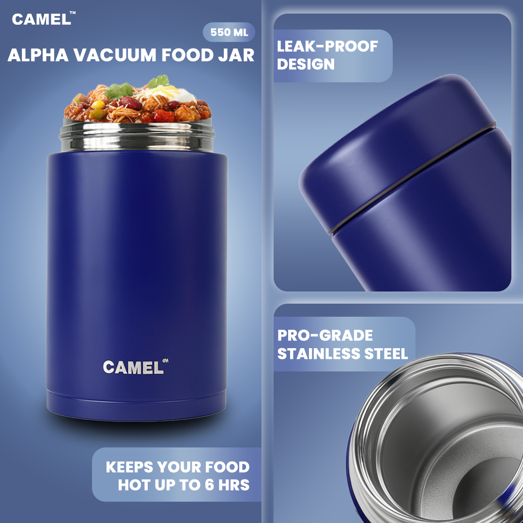 Alpha 550 ML Stainless Steel Double Wall Vacuum Insulated Food Jar - Imperial Blue