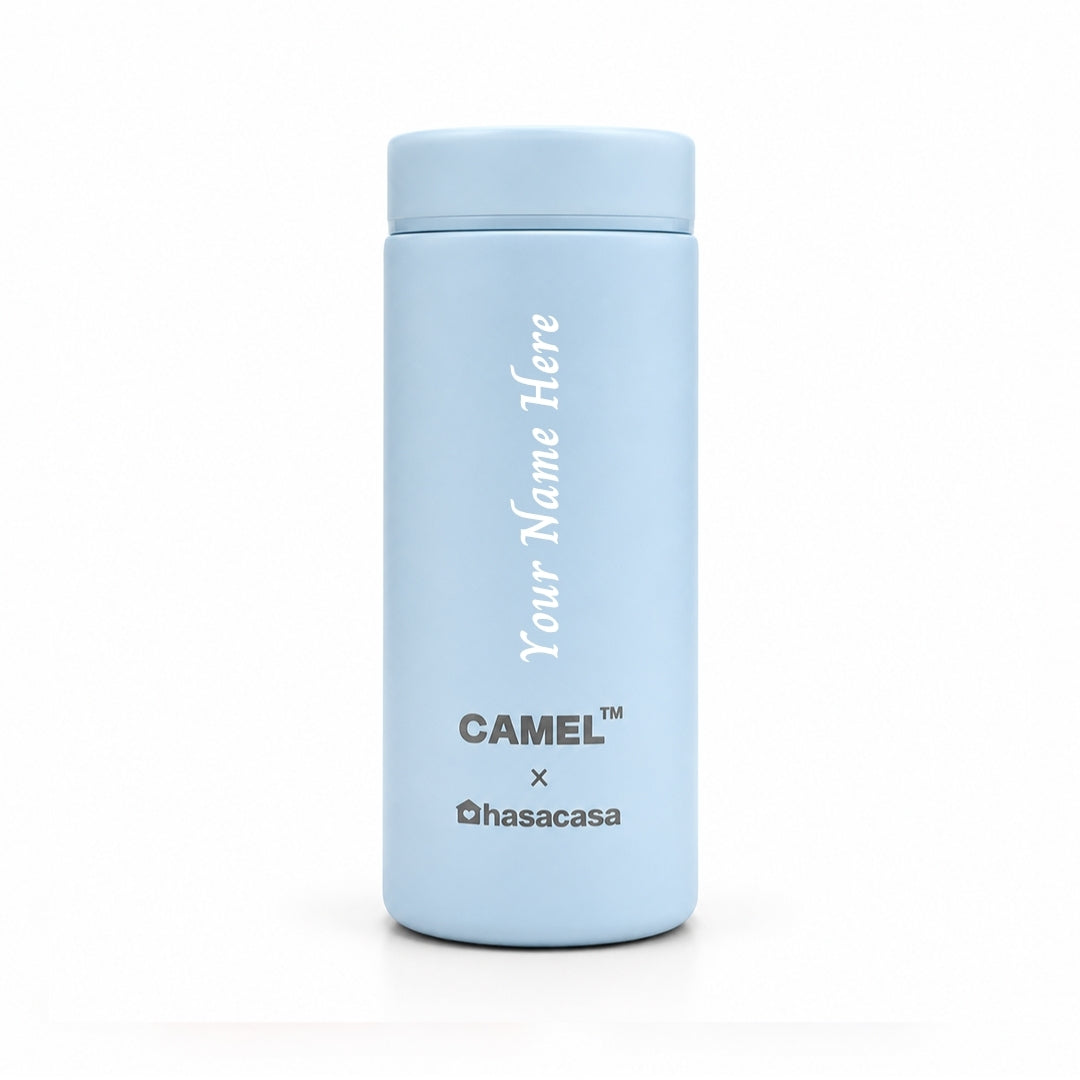 Personalised Ample Pocket Size Mini Vacuum Flask - Light Blue