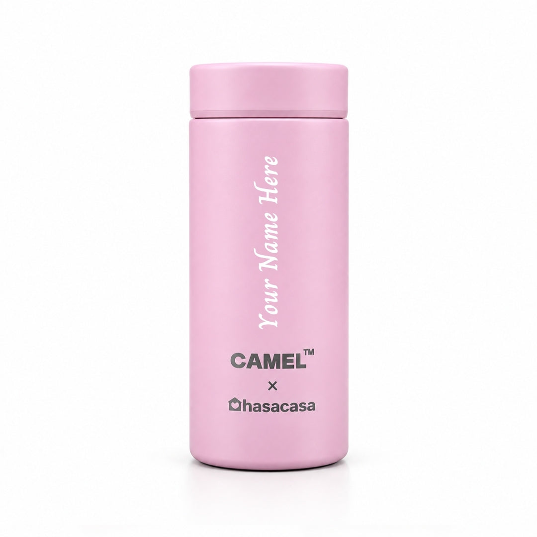 Personalised Ample Pocket Size Mini Vacuum Flask - Light Pink