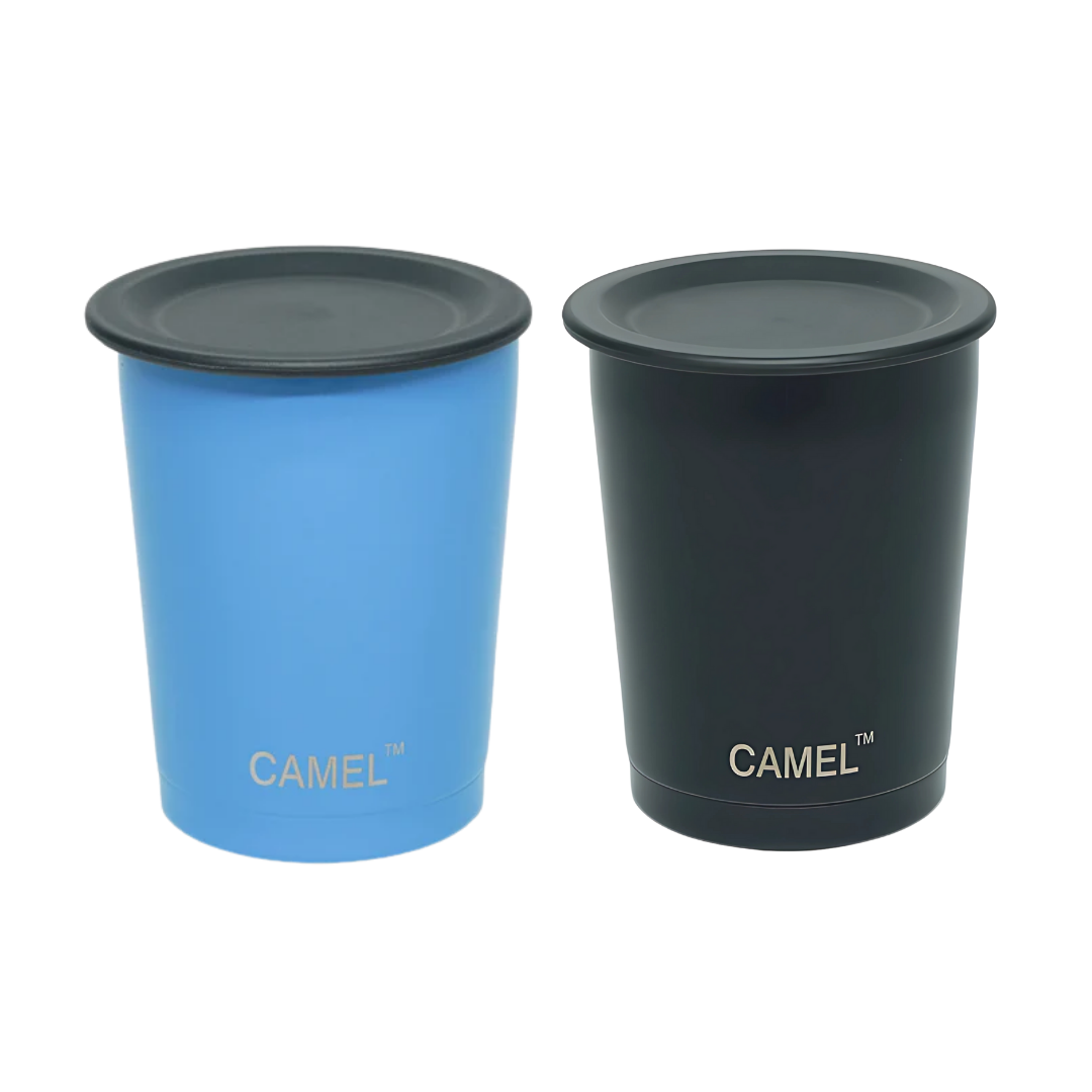 Camel Magic Double Wall Vacuum Glass with Lid - 200 ML (Set of 2)