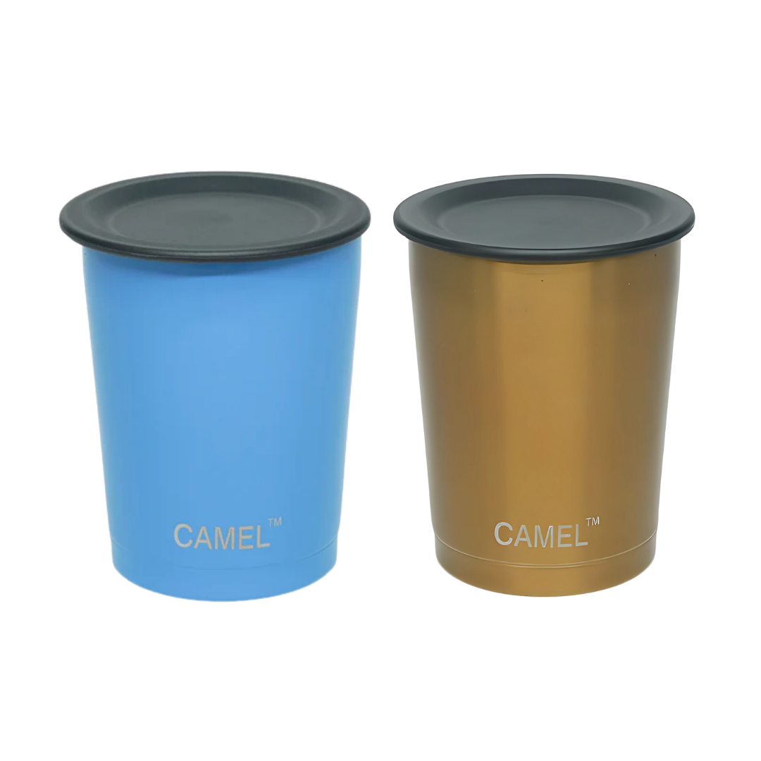 Camel Magic Double Wall Vacuum Glass with Lid - 200 ML (Set of 2)