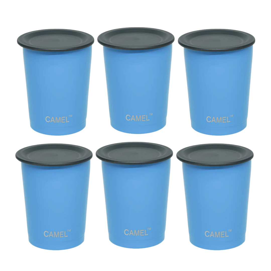 Camel Magic Double Wall Vacuum Glass with Lid - 200 ML (Set of 6)