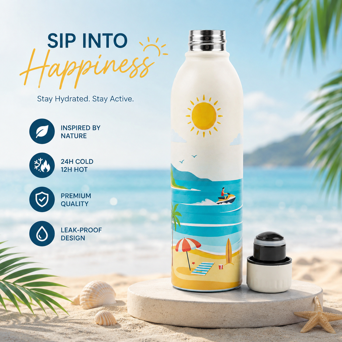 Splash UV Printed Vacuum Bottle - Set of 3