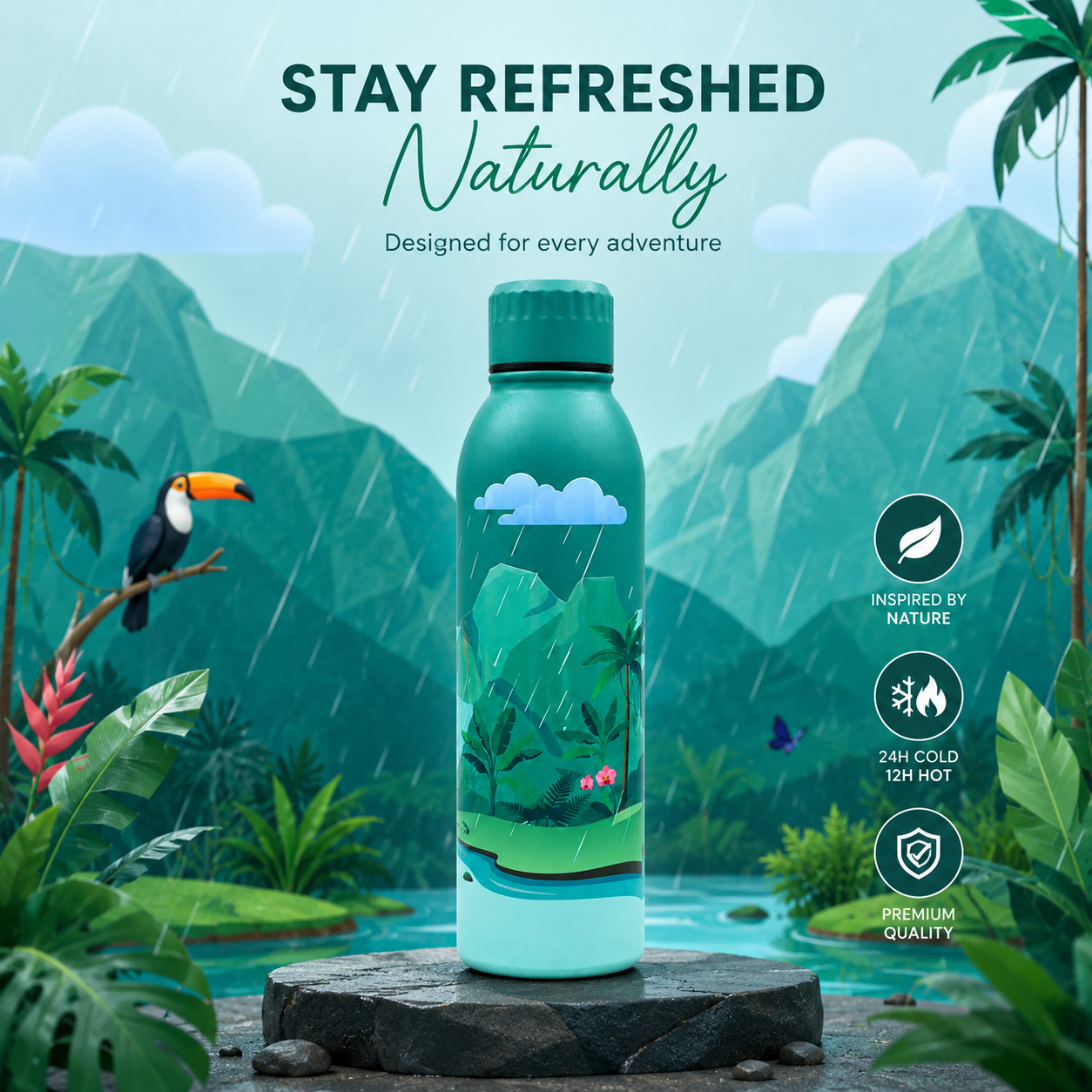Splash UV Printed Vacuum Bottle - Set of 3