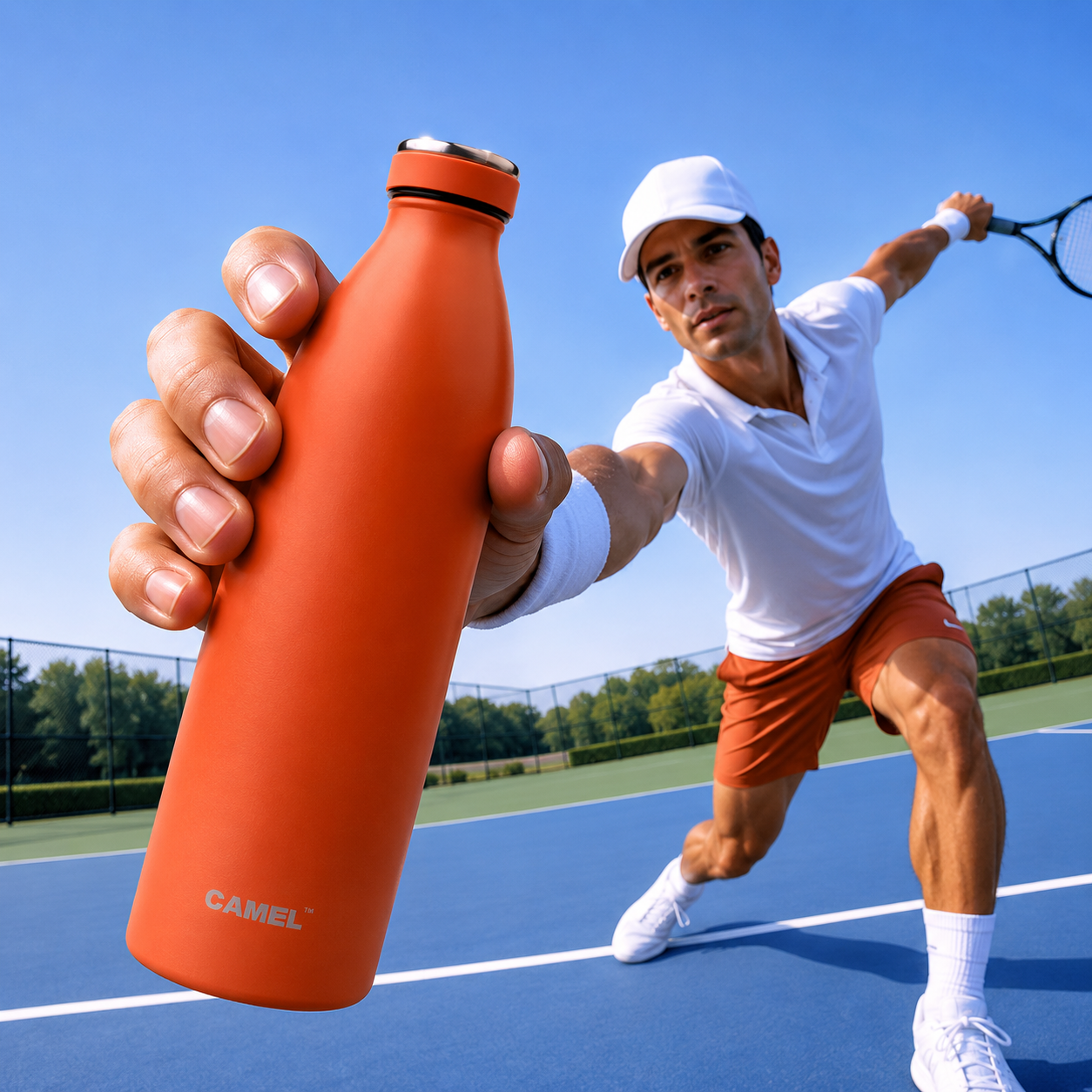 Saffron Double Wall Vacuum Flask Bottle - Hot Beverages Upto 6+ Hours (Orange)