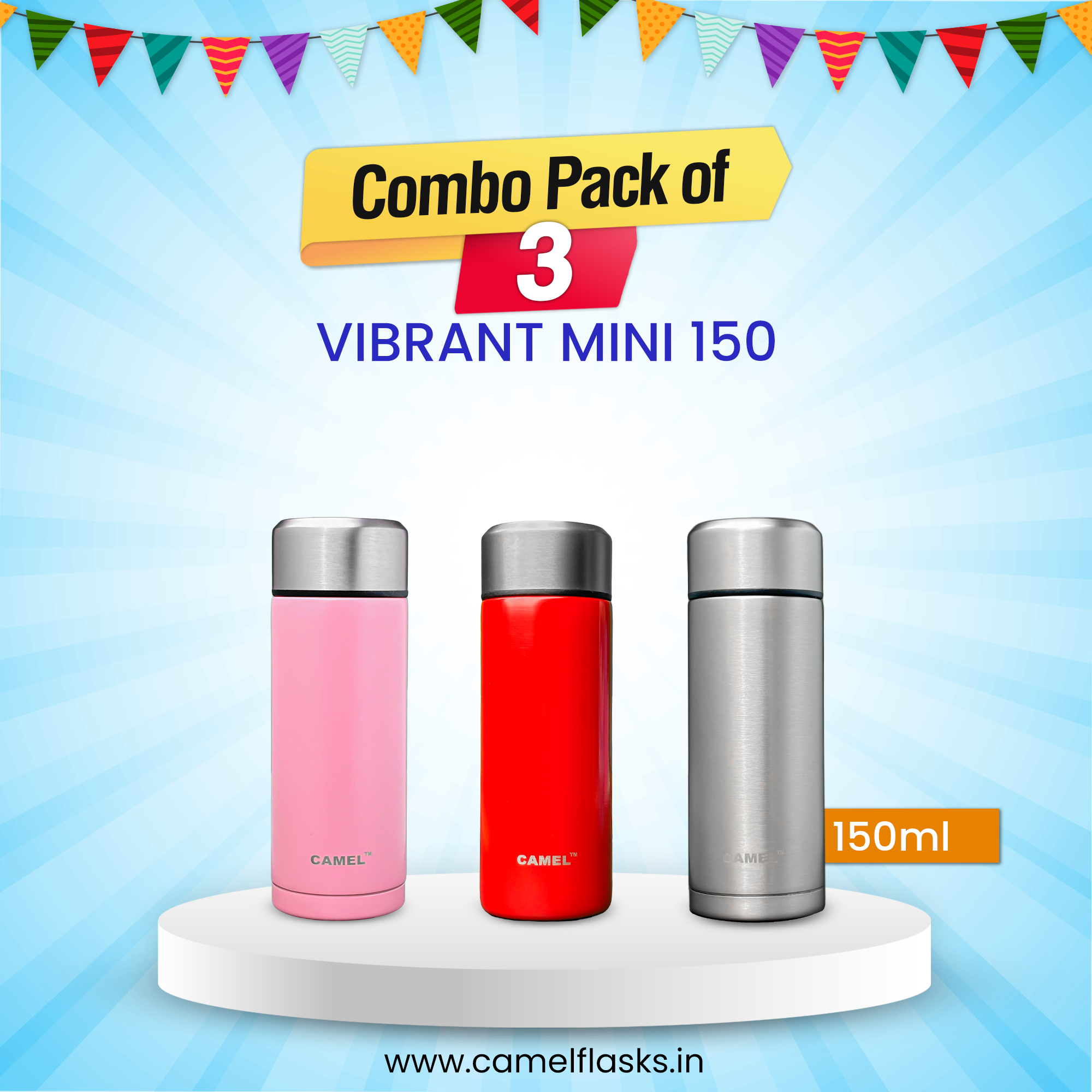 VIBRANT MINI 150 VACUUM FLASK (SET OF 3)