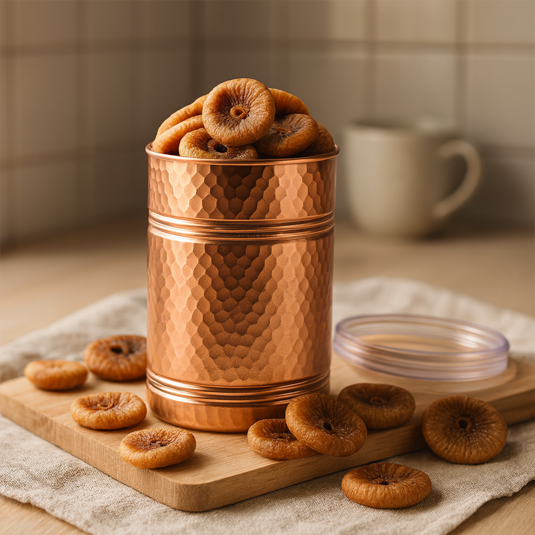 Eva X Camel Classic Multipurpose Vintage Hammered Jar with Airtight Lid - Rose Gold