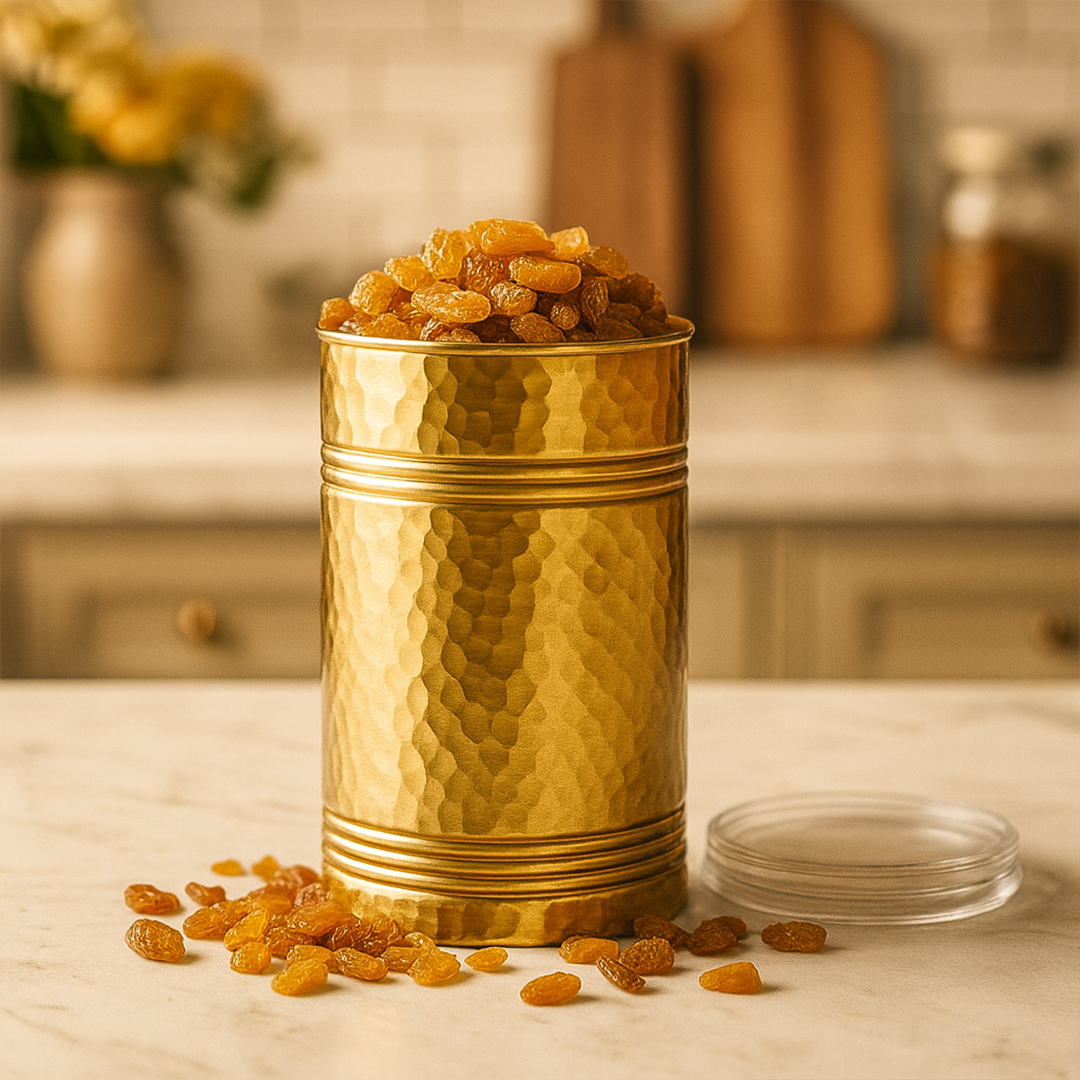 Eva X Camel Classic Multipurpose Vintage Hammered Jar with Airtight Lid - Rose Gold