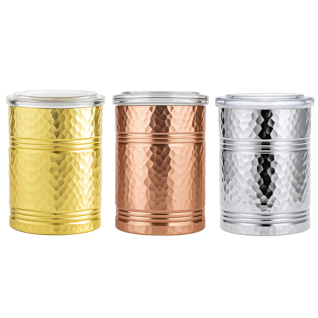 Eva X Camel Classic Multipurpose Vintage Hammered Jar with Airtight Lid - Set of 3