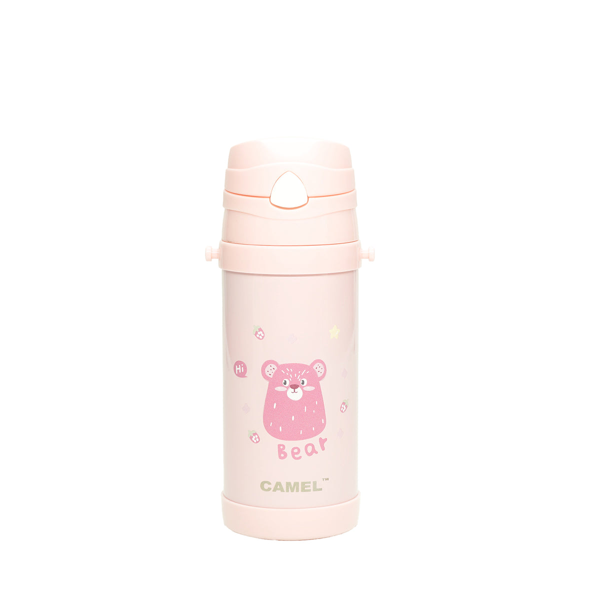 FUNSIP 420ML VACUUM STAINLESS STEEL BOTTLE pink with carry strap