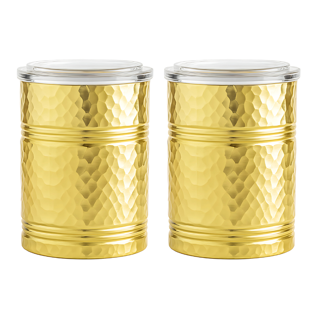 Eva X Camel Classic Multipurpose Vintage Hammered Jar with Airtight Lid - Set of 2/4/6