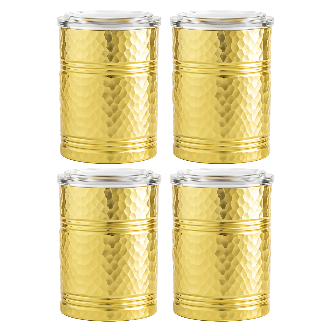Eva X Camel Classic Multipurpose Vintage Hammered Jar with Airtight Lid - Set of 2/4/6
