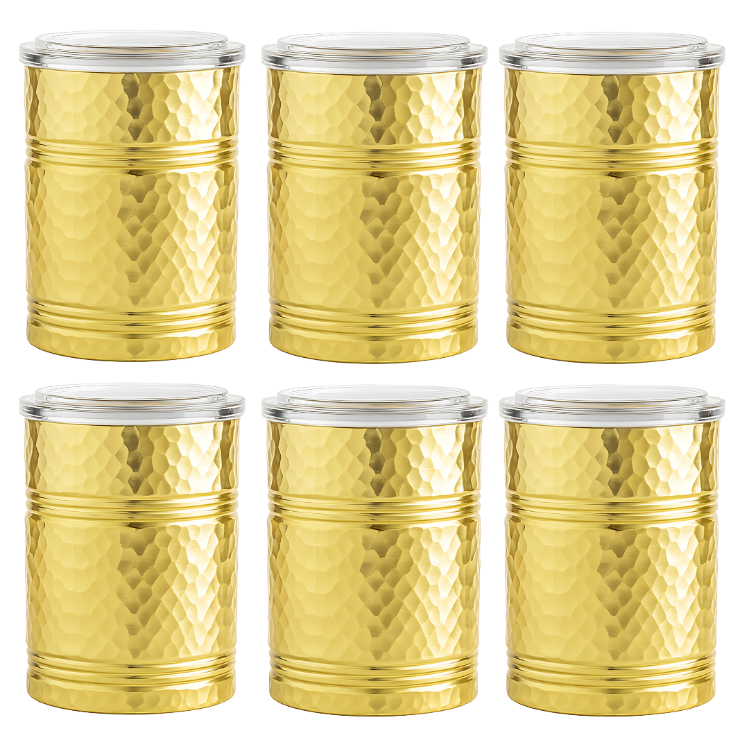 Eva X Camel Classic Multipurpose Vintage Hammered Jar with Airtight Lid - Set of 2/4/6