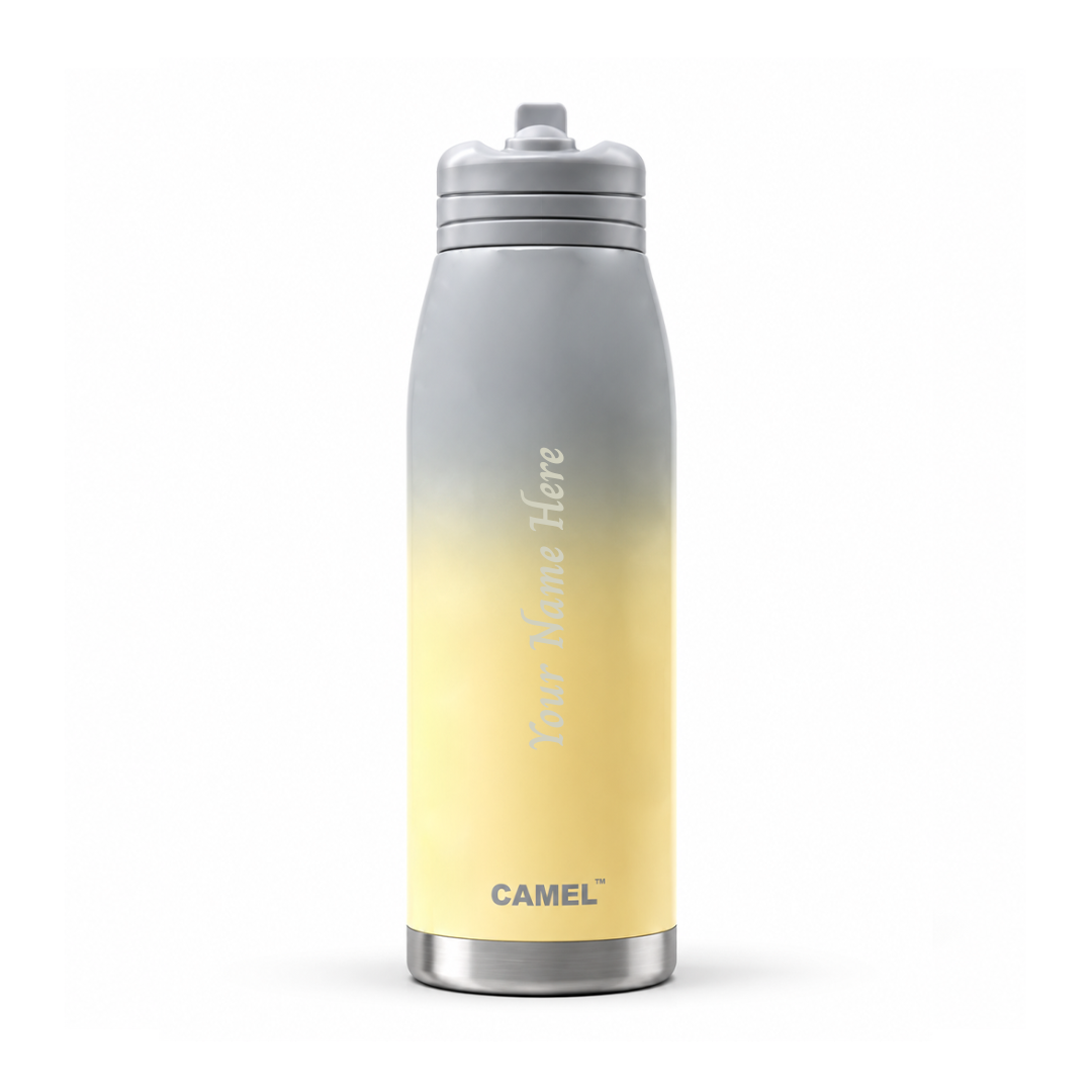 Personalised SPARK Vacuum Bottle - Grey & Yellow