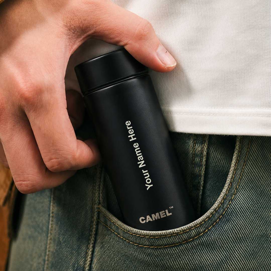 Personalised MINI 130 Vacuum Flask - World's Smallest Vacuum Flask - Midnight Black