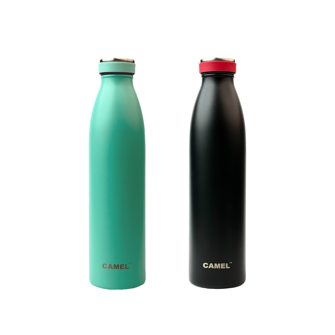 Saffron Double Wall Vacuum 750ML Flask Bottle - Hot Beverages Upto 6+ Hours - Set of 2