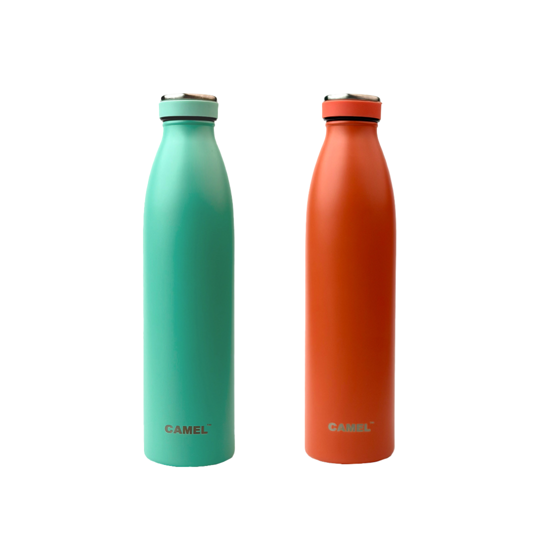 Saffron Double Wall Vacuum 750ML Flask Bottle - Hot Beverages Upto 6+ Hours - Set of 2