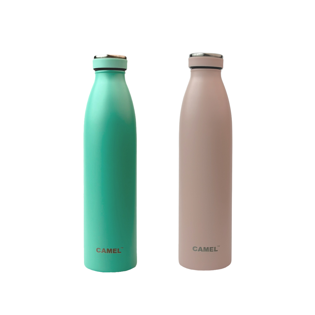 Saffron Double Wall Vacuum 750ML Flask Bottle - Hot Beverages Upto 6+ Hours - Set of 2
