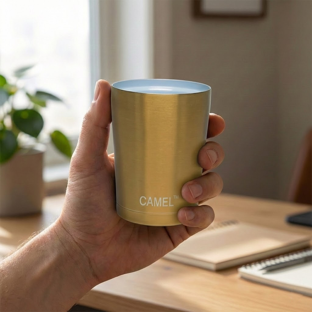 Camel Magic Double Wall Vacuum Glass with Lid - 200 ML (Set of 2)