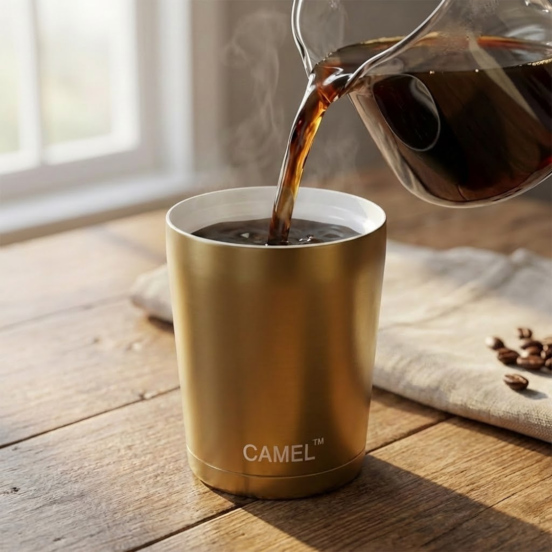 Camel Magic Double Wall Vacuum Glass with Lid - 200 ML (Set of 2)