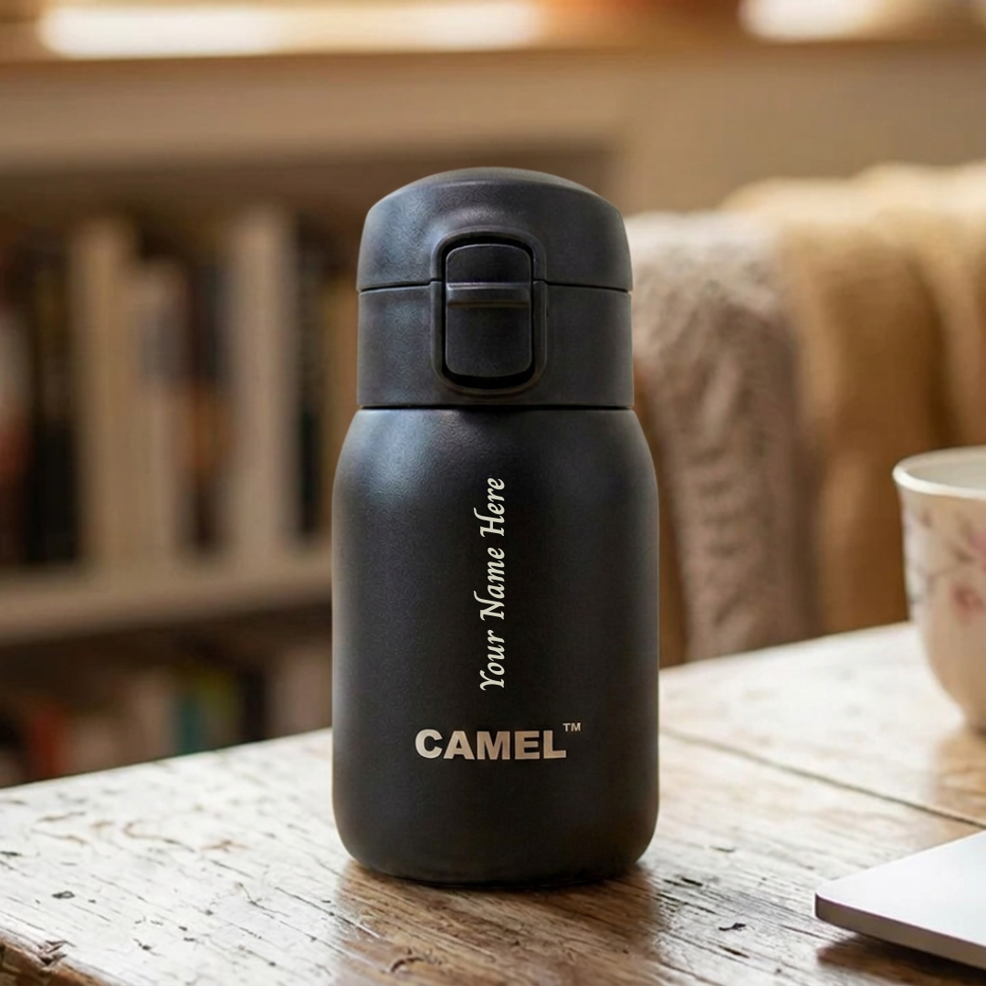 Personalised Mojo Hot & Cold 180 ML Mini Vacuum Bottle - Black