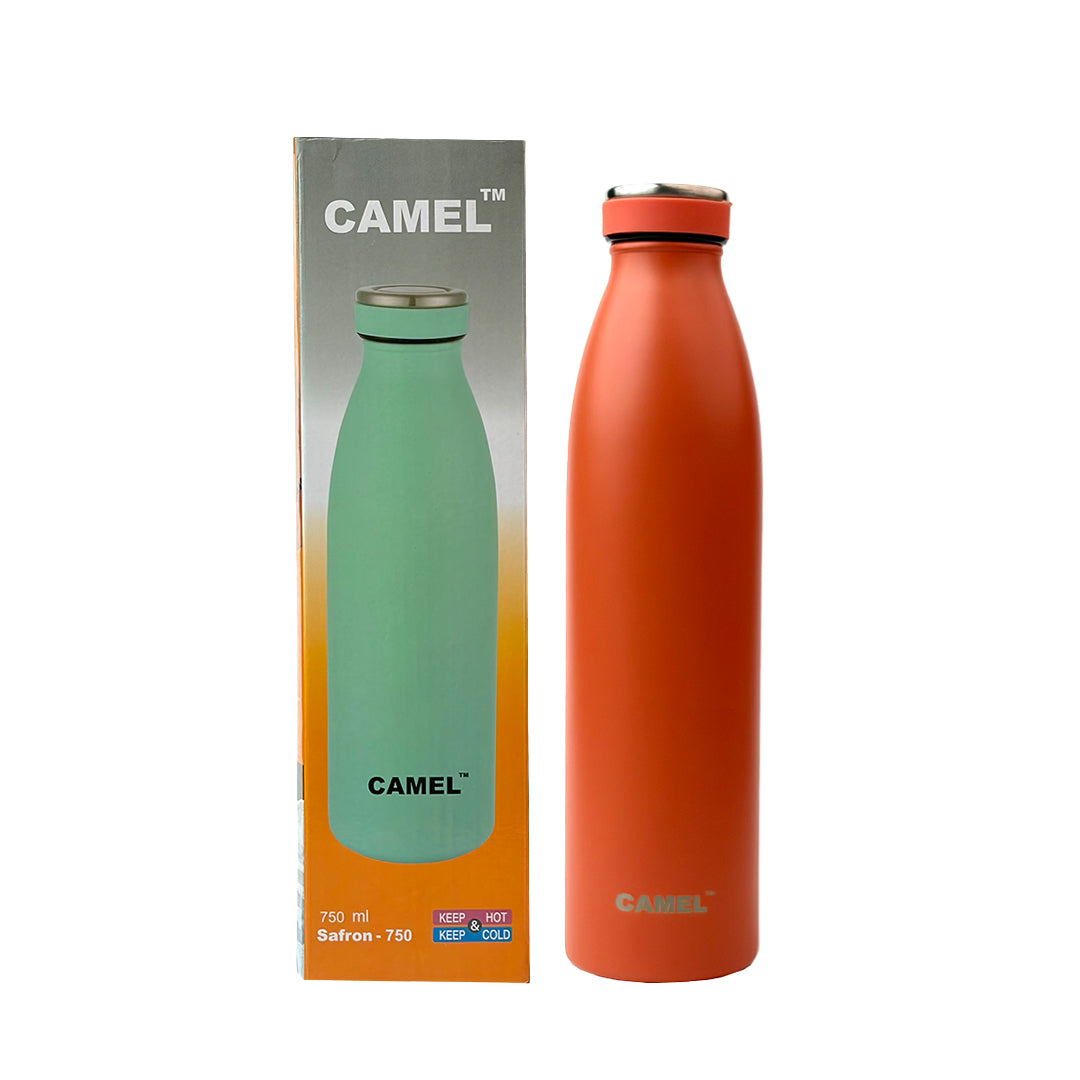 Saffron Double Wall Vacuum 750ML Flask Bottle - Hot Beverages Upto 6+ Hours (Orange)