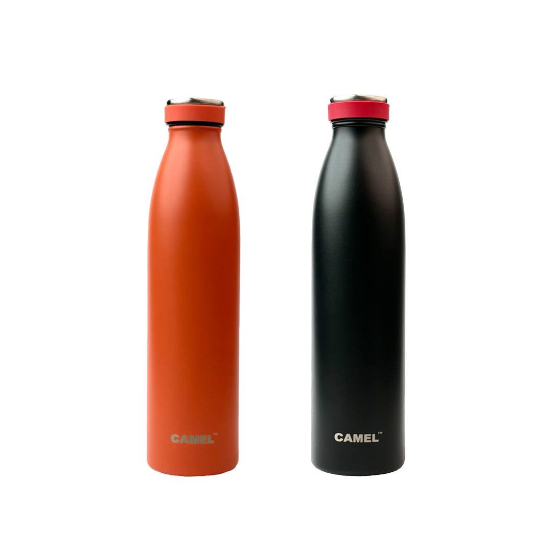 Saffron Double Wall Vacuum 750ML Flask Bottle - Hot Beverages Upto 6+ Hours - Set of 2
