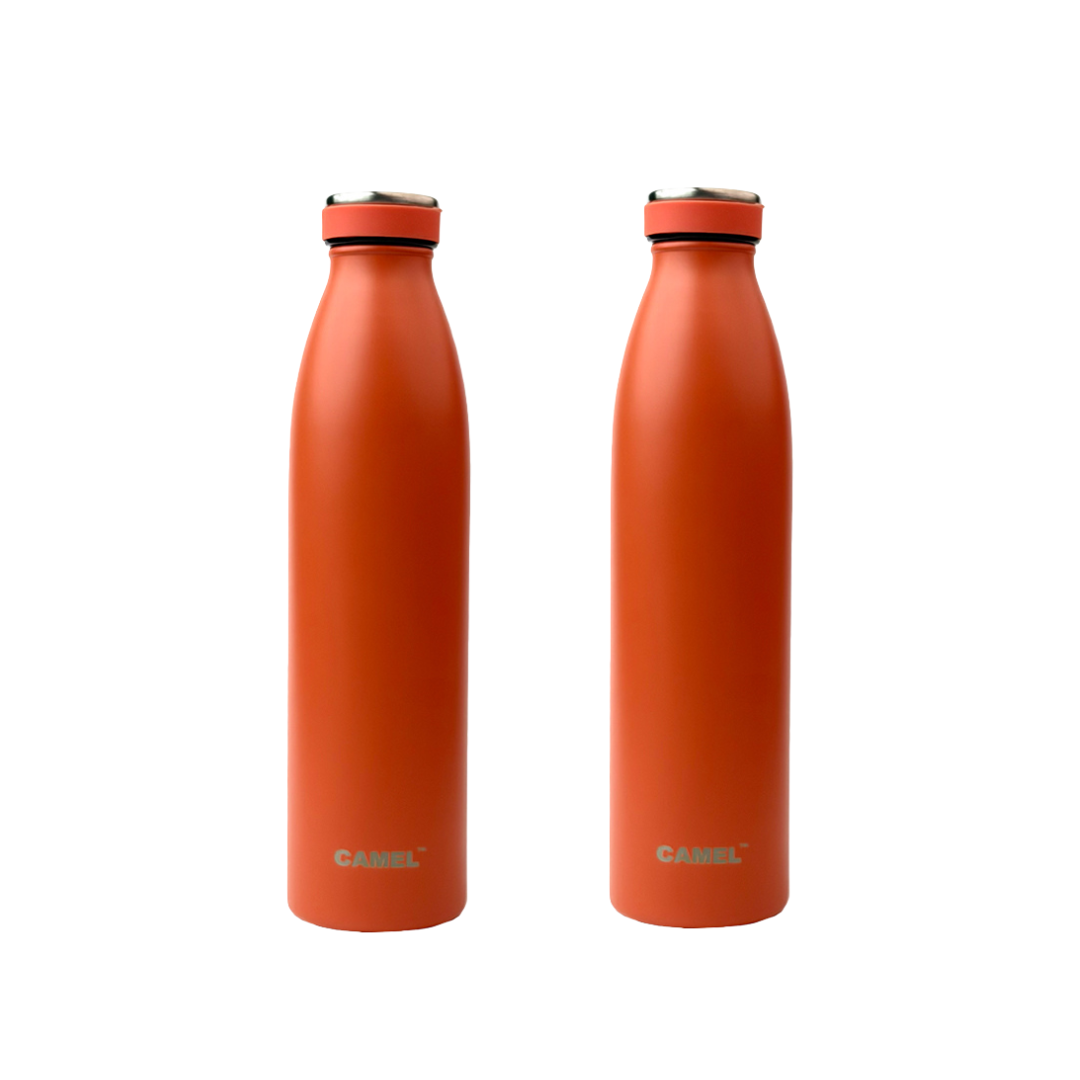 Saffron Double Wall Vacuum 750ML Flask Bottle - Hot Beverages Upto 6+ Hours - Set of 2