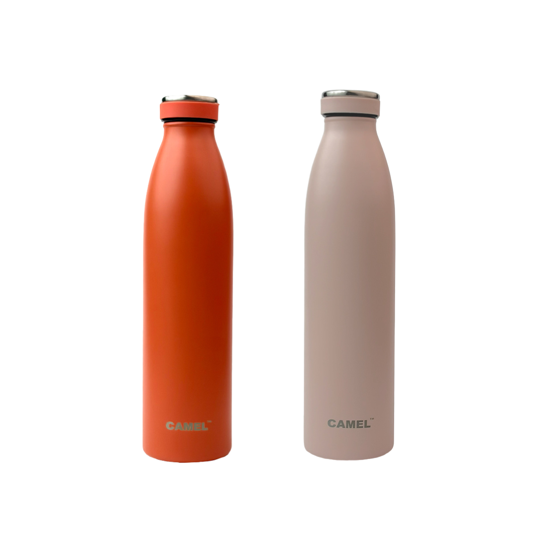 Saffron Double Wall Vacuum 750ML Flask Bottle - Hot Beverages Upto 6+ Hours - Set of 2