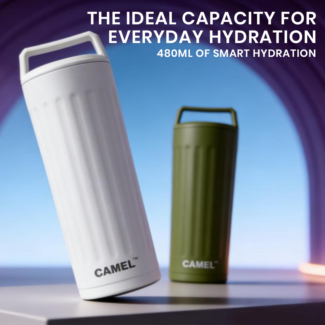 Essentia Quickflip Double Wall Vacuum Tumbler with Stylish Handle - Olive Green