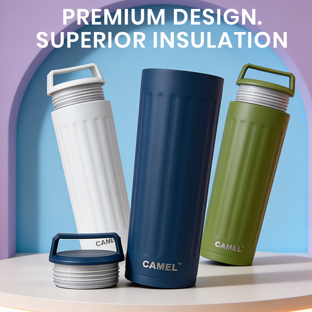 Essentia Quickflip Double Wall Vacuum Tumbler with Stylish Handle - Olive Green
