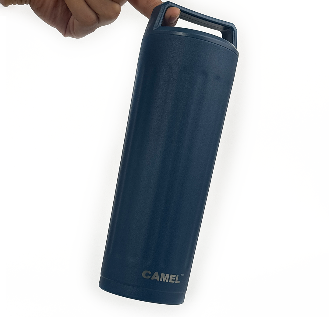 Essentia Quickflip Double Wall Vacuum Tumbler with Stylish Handle - Midnight Blue