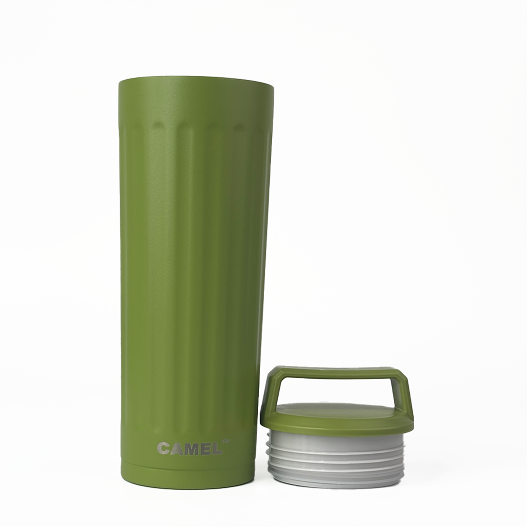 Essentia Quickflip Double Wall Vacuum Tumbler with Stylish Handle - Olive Green