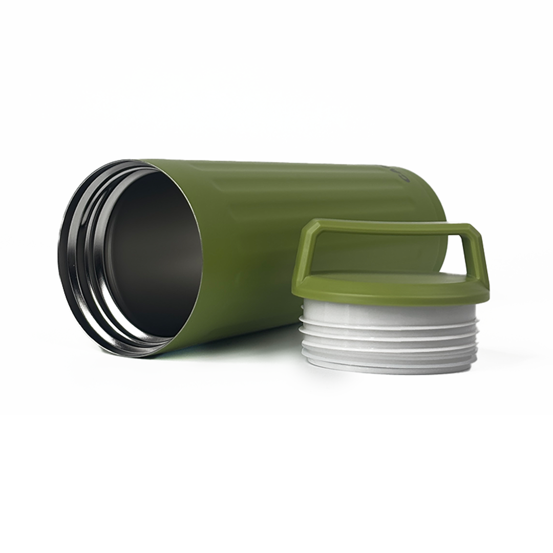 Essentia Quickflip Double Wall Vacuum Tumbler with Stylish Handle - Olive Green
