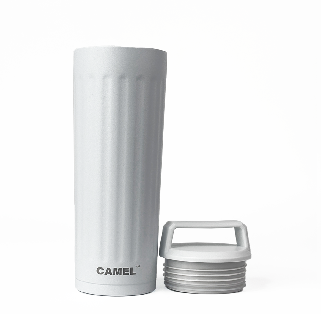 Essentia Quickflip Double Wall Vacuum Tumbler with Stylish Handle - Arctic White