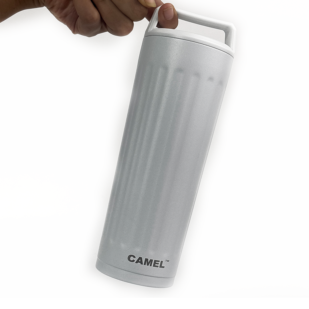 Essentia Quickflip Double Wall Vacuum Tumbler with Stylish Handle - Arctic White