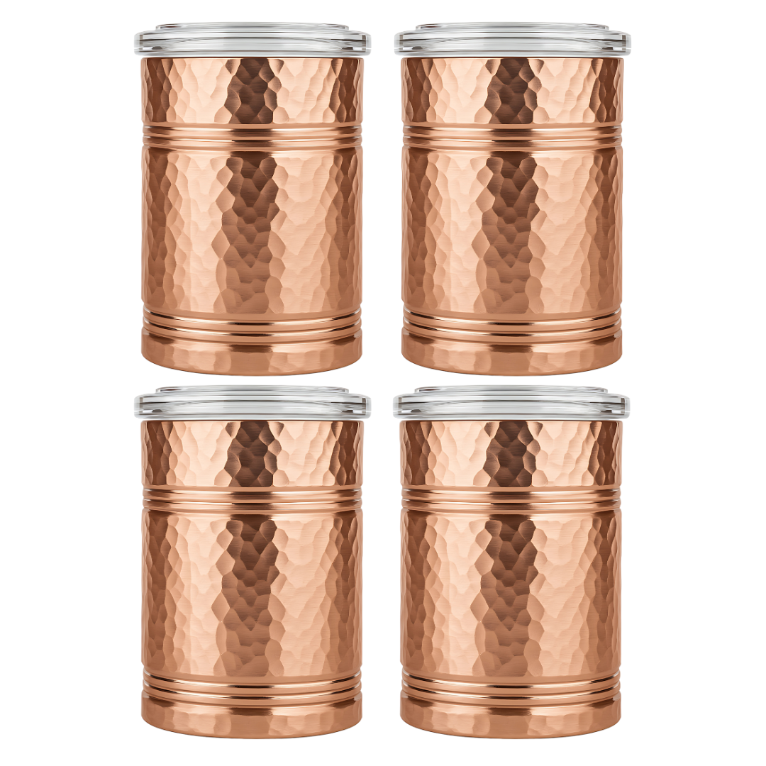 Eva X Camel Classic Multipurpose Vintage Hammered Jar with Airtight Lid - Set of 2/4/6