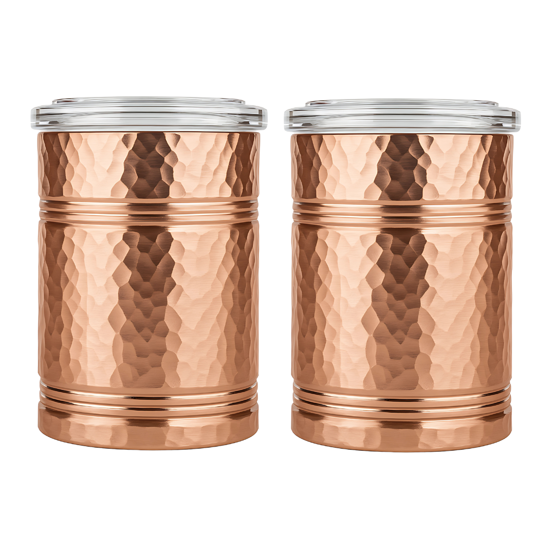 Eva X Camel Classic Multipurpose Vintage Hammered Jar with Airtight Lid - Set of 2/4/6