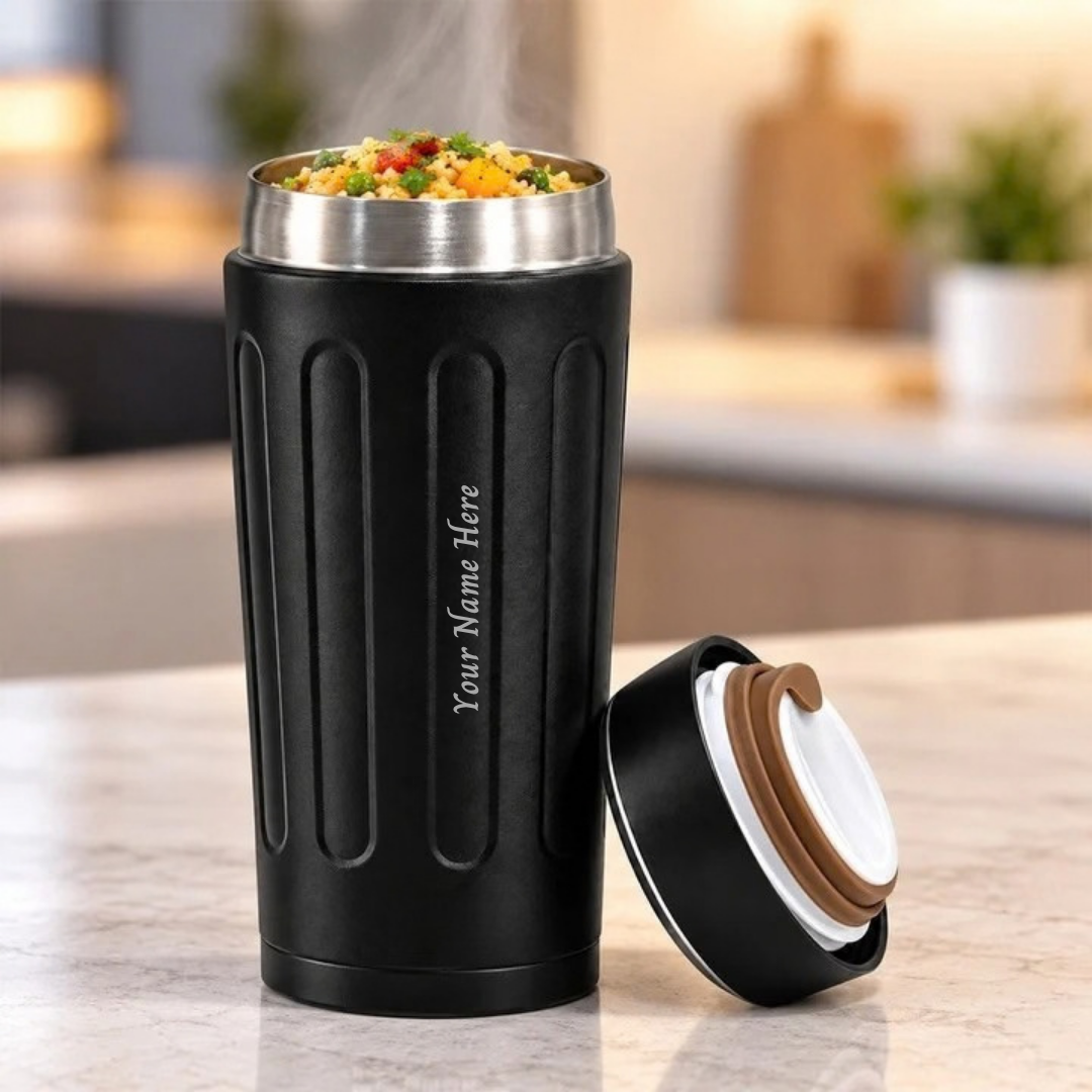 Personalised Milo Vacuum Food Jar | 6 Hours Hot 12 Hours Cold - Black