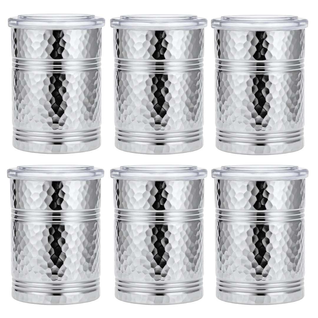 Eva X Camel Classic Multipurpose Vintage Hammered Jar with Airtight Lid - Set of 2/4/6
