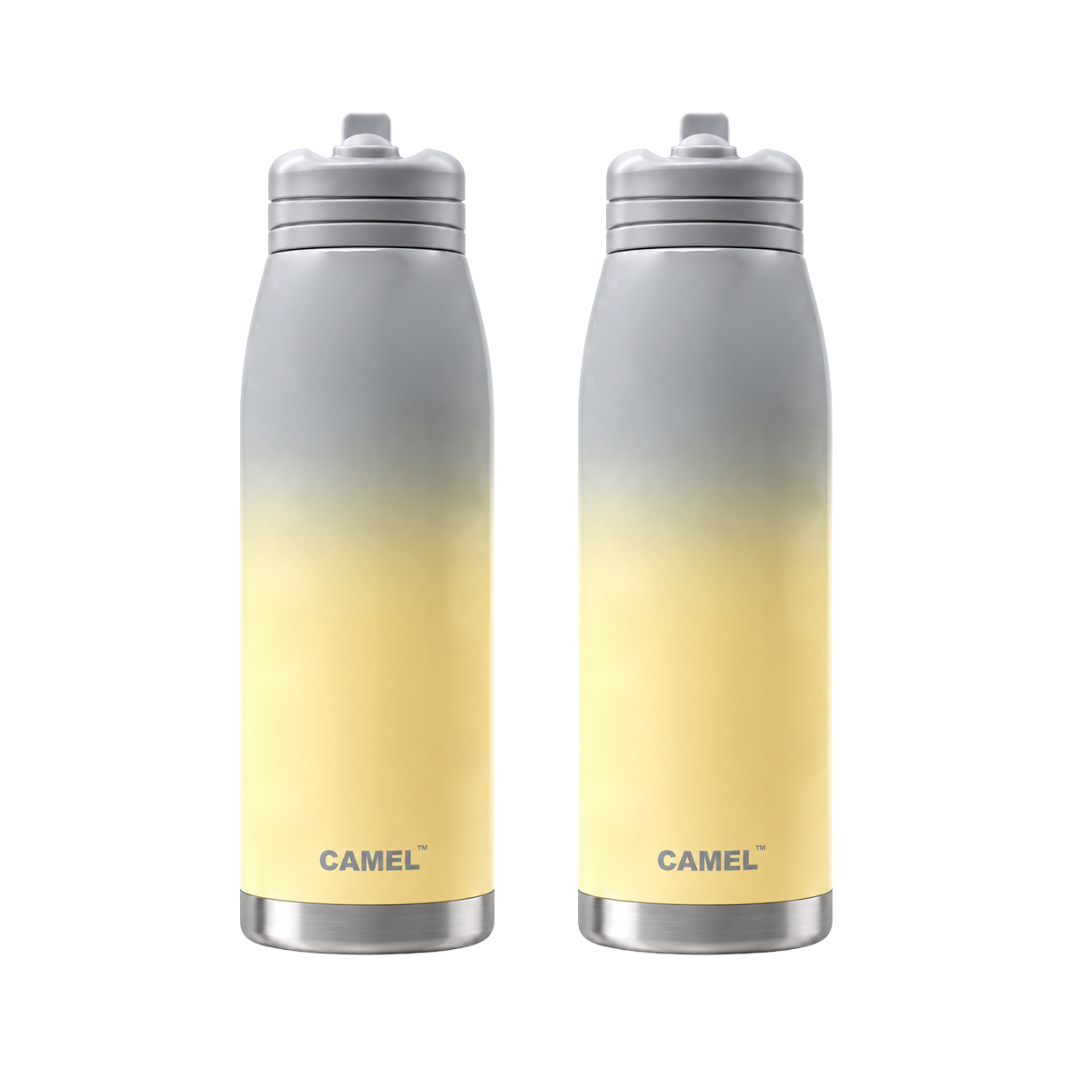 Spark Cream & Grey 1000ML Double Wall Vacuum Bottle - Hot Upto 6 Hrs & Cold Upto 12 Hrs