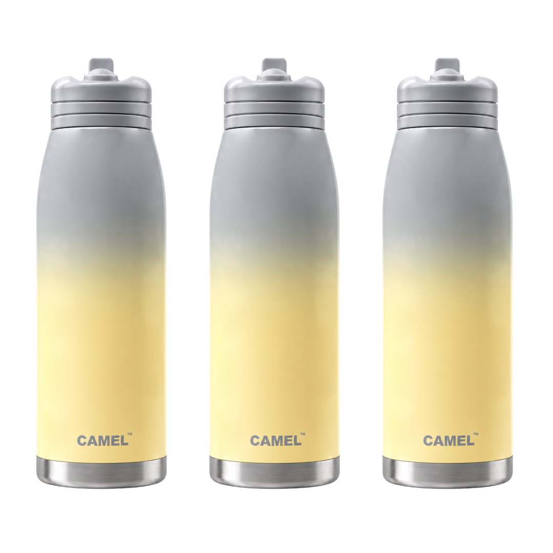 Spark Cream & Grey 1000ML Double Wall Vacuum Bottle - Hot Upto 6 Hrs & Cold Upto 12 Hrs