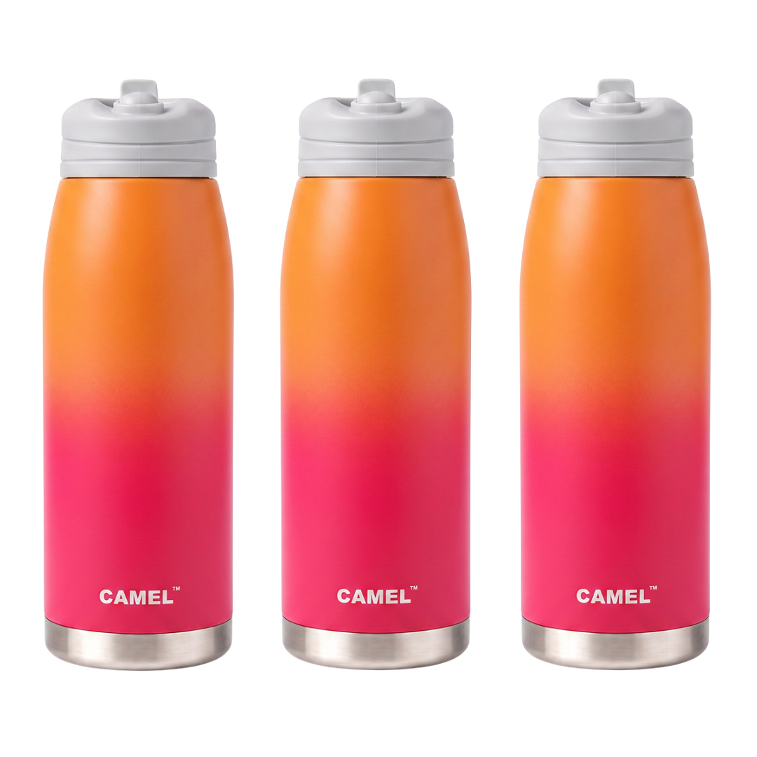 Spark Orange & Dark Pink 1000ML Double Wall Vacuum Bottle - Hot Upto 6 Hrs & Cold Upto 12 Hrs