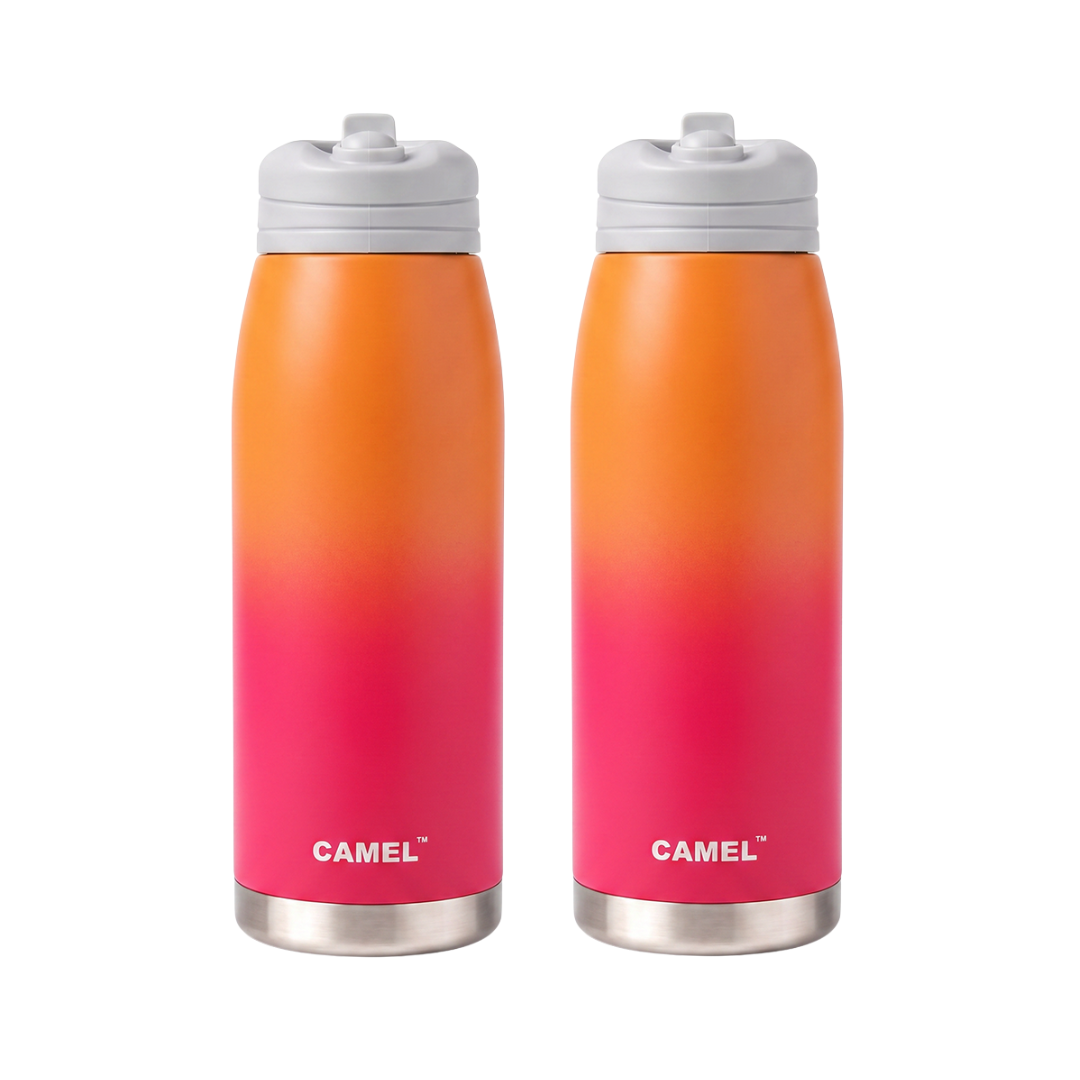 Spark Orange & Dark Pink 1000ML Double Wall Vacuum Bottle - Hot Upto 6 Hrs & Cold Upto 12 Hrs