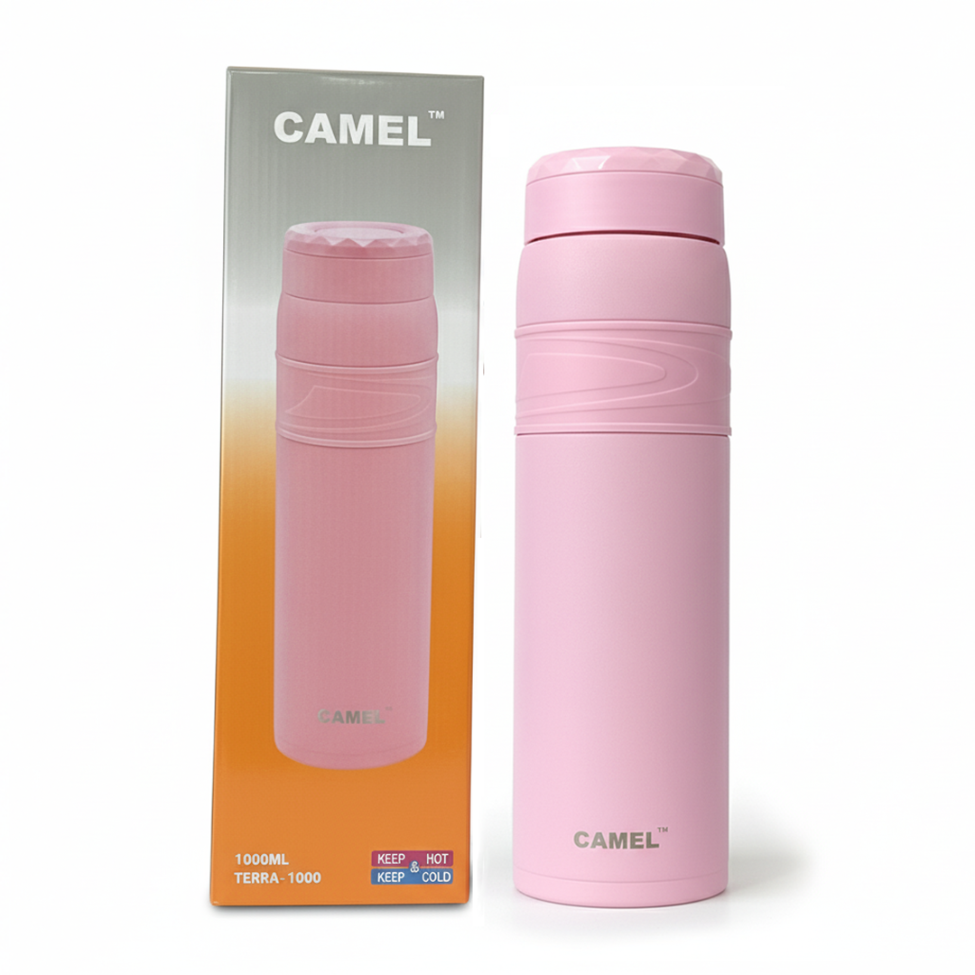 Terra Stainless Steel Vaccum Insulated Water Bottle with Rubber Grip - Blush Pink