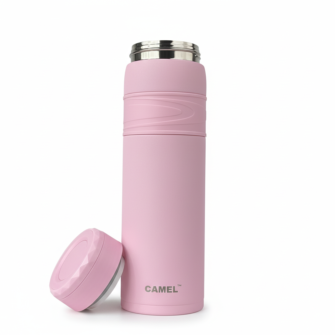 Terra Stainless Steel Vaccum Insulated Water Bottle with Rubber Grip - Blush Pink
