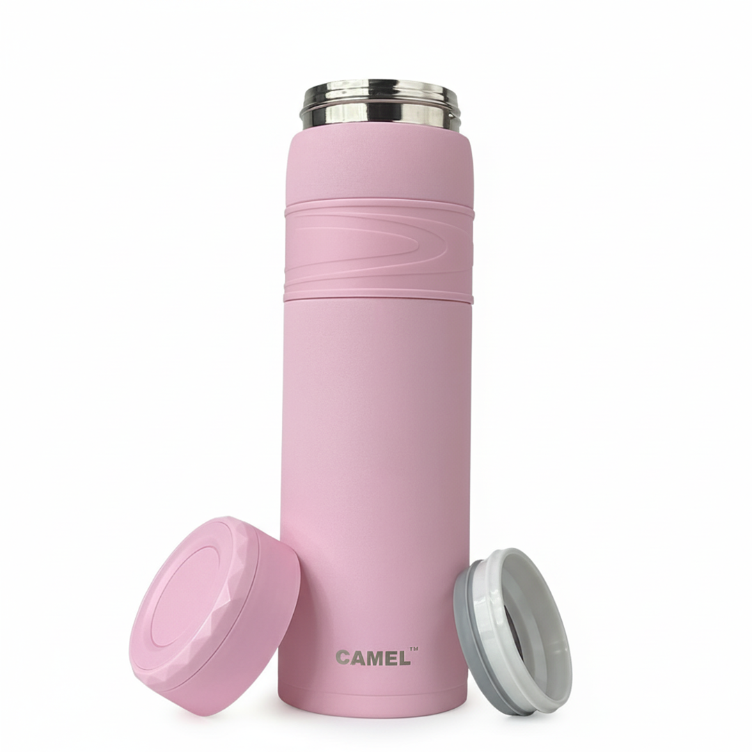Terra Stainless Steel Vaccum Insulated Water Bottle with Rubber Grip - Blush Pink