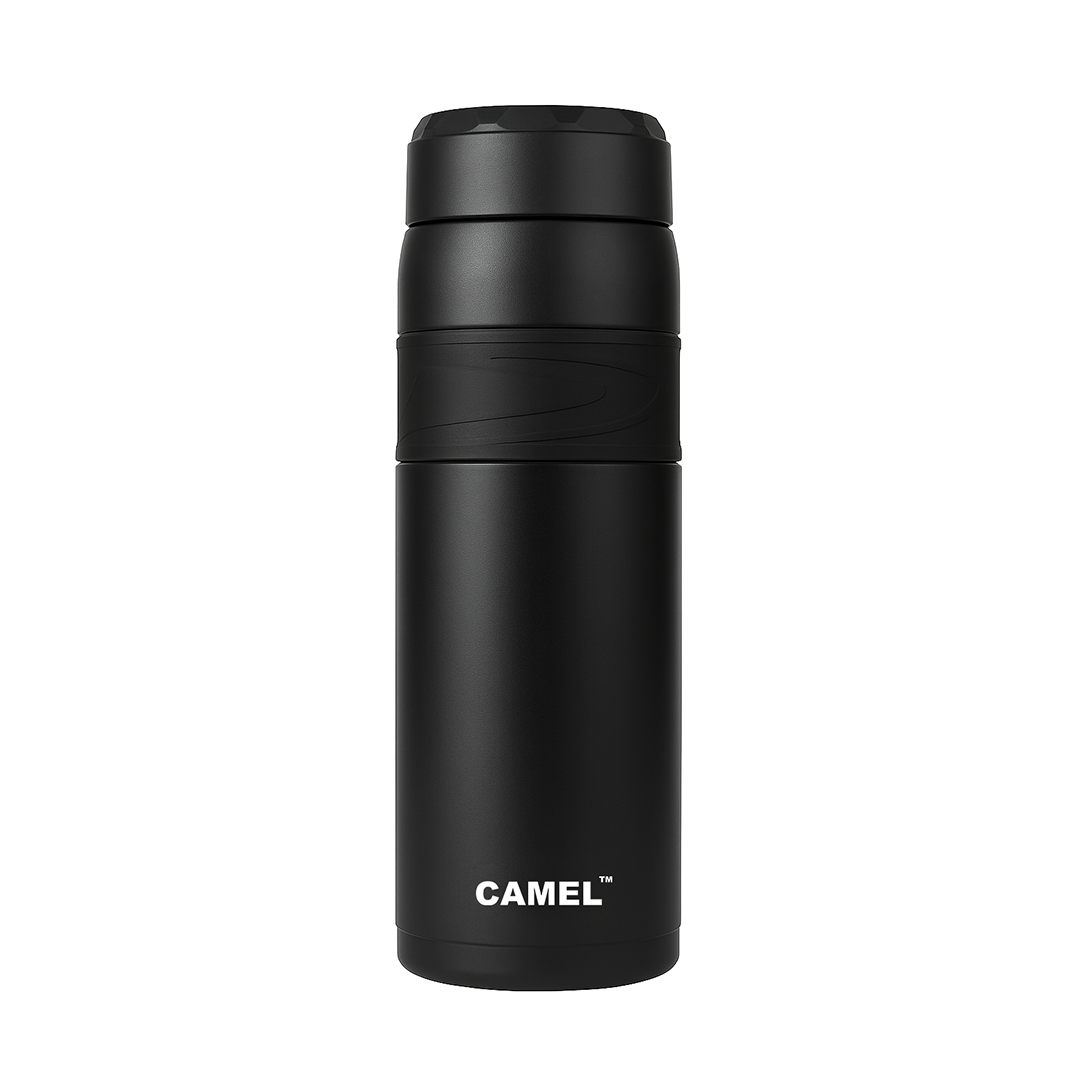 Terra Stainless Steel Vaccum Insulated Water Bottle with Rubber Grip - Classic Black