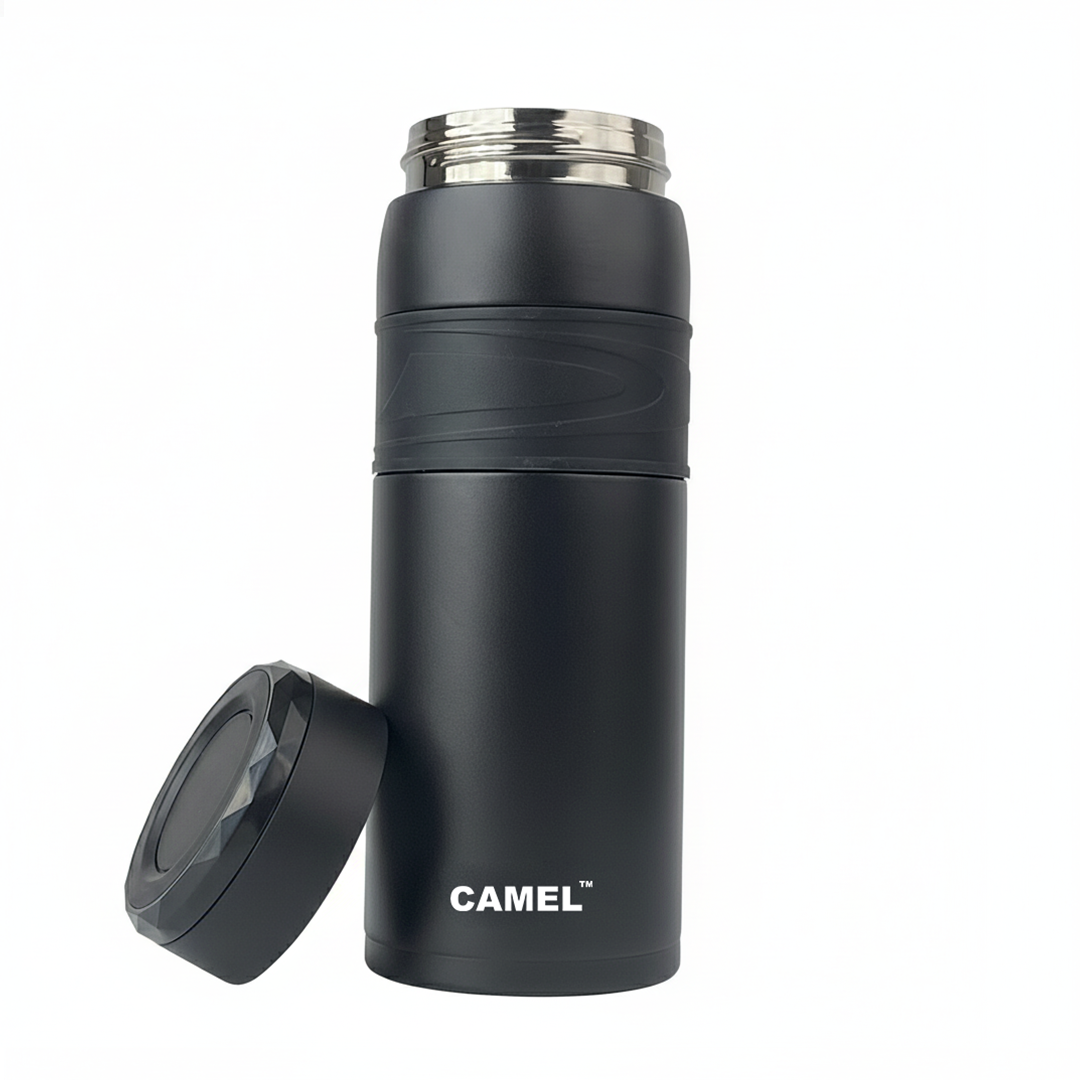 Terra Stainless Steel Vaccum Insulated Water Bottle with Rubber Grip - Classic Black