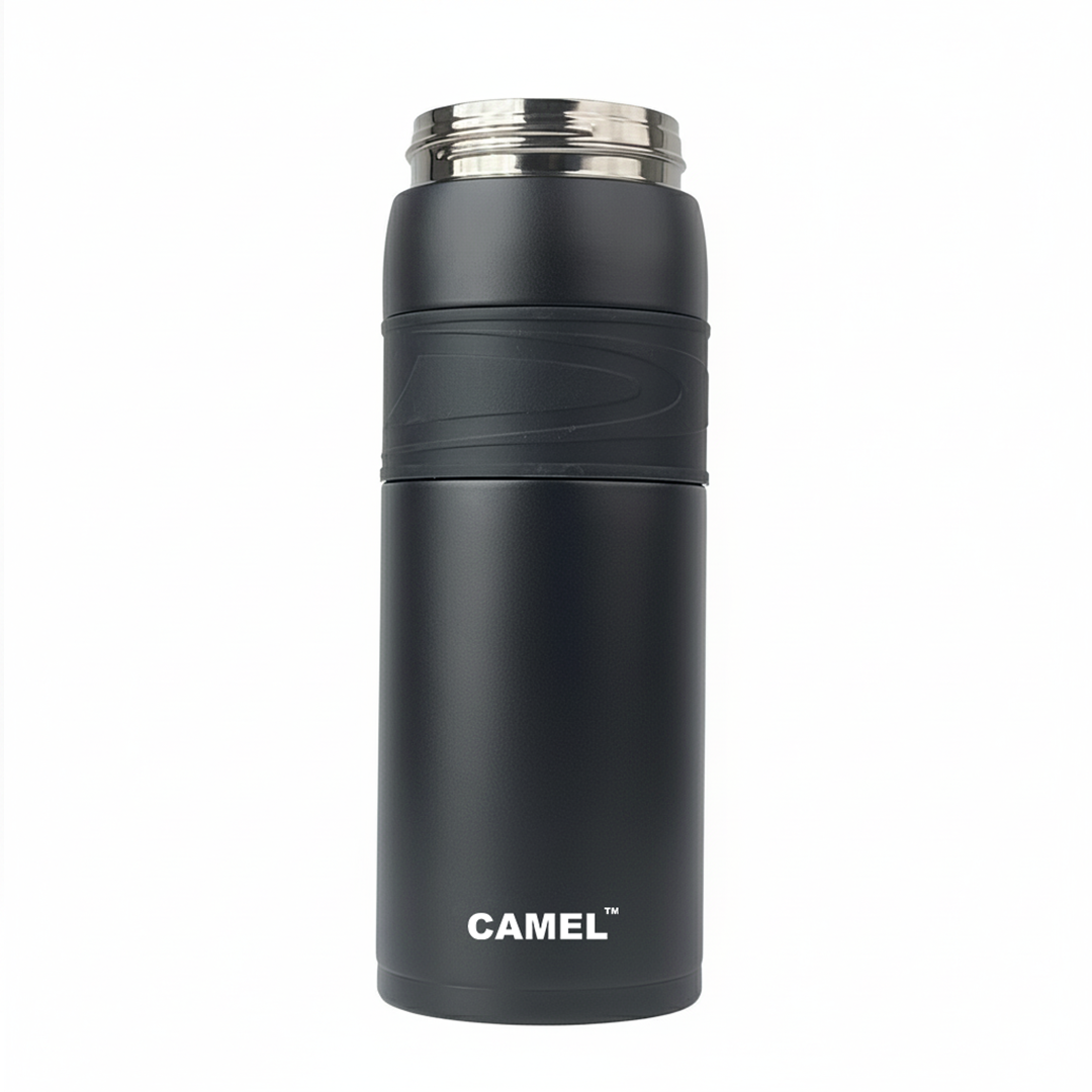 Terra Stainless Steel Vaccum Insulated Water Bottle with Rubber Grip - Classic Black